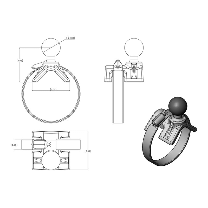 RAM MOUNTS ラムマウント ベース部 ベルトクランプベース RAM-B-108BU